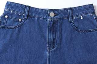 Embellished Side-Seam Denim Trousers