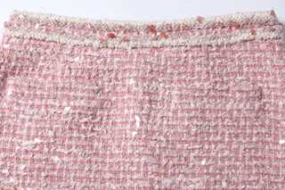 Fleur-Trim Tweed Skirt