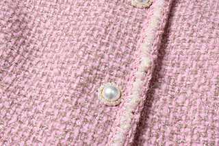 Pink Tweed Jacket with Pearl Buttons