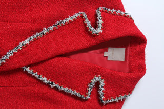 Scarlet Crest Trim Tweed Blazer