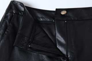 Pantalon Tailleur Large Noir en Cuir