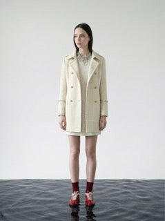 Créme Frange Double-Breasted Coat