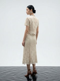 Champagne Lace Embellished Blouse