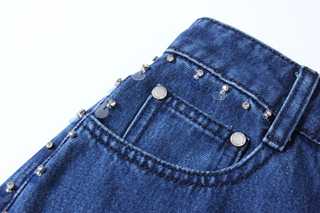 Embellished Side-Seam Denim Trousers
