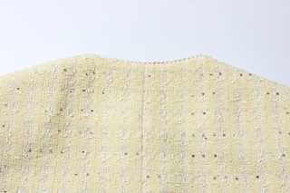 Golden Tweed Coat with Pearl Chain Belt
