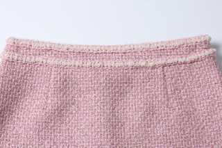 Pink Tweed Skirt with Trim Detail