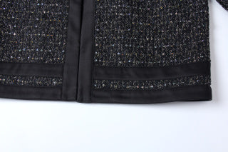 Noir Lurex Zip Tweed Jacket