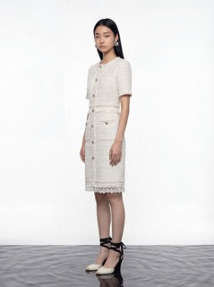 Ivory Tweed Elegance Dress
