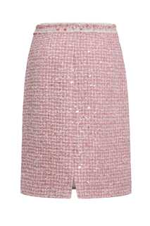 Fleur-Trim Tweed Skirt