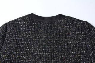 Noir Lurex Zip Tweed Jacket