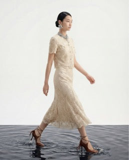 Champagne Lace Embellished Blouse