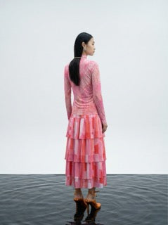 Fuchsia Flux Tiered Skirt