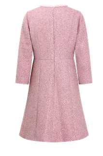 Pink Tweed Dress with Fringe Trim