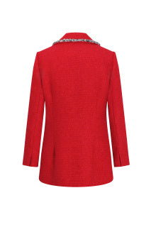Scarlet Crest Trim Tweed Blazer
