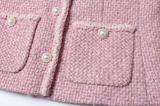 Pink Tweed Jacket with Pearl Buttons