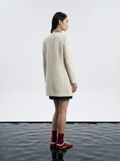 Crème Tresse Gold Button Coat