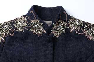 Marine Fleur Embroidered Coat