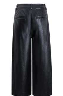 Pantalon Tailleur Large Noir en Cuir