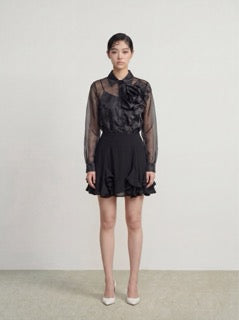 Noir Fleur Sheer Blouse