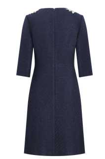 Lueur Embellished Neckline Tweed Dress