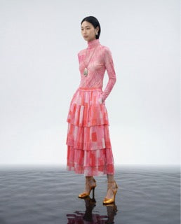 Ripple Bloom High-Neck Top