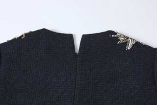 Lueur Embellished Neckline Tweed Dress