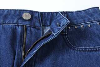 Embellished Side-Seam Denim Trousers