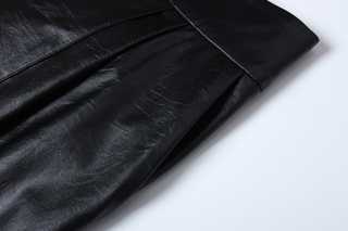 High-Waist Noir Leather Tailored Shorts