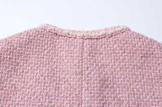 Pink Tweed Jacket with Pearl Buttons