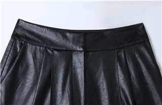 High-Waist Noir Leather Tailored Shorts
