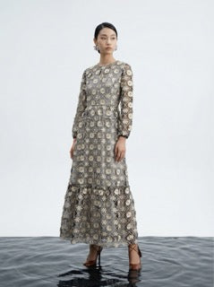 Midnight Bloom Embroidered Gown