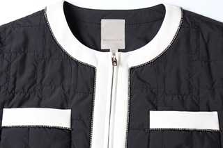 Noir Contrast Veste Matelassée