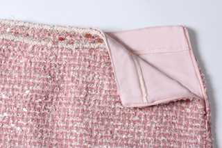 Fleur-Trim Tweed Skirt