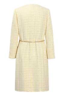 Golden Tweed Coat with Pearl Chain Belt