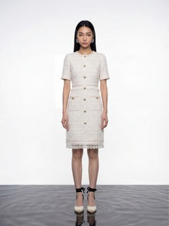 Ivory Tweed Elegance Dress