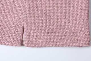 Pink Tweed Skirt with Trim Detail