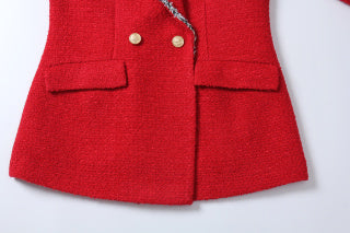 Scarlet Crest Trim Tweed Blazer