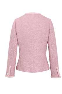 Pink Tweed Jacket with Pearl Buttons