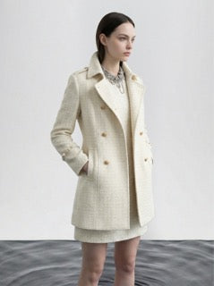 Créme Frange Double-Breasted Coat