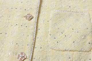 Golden Tweed Coat with Pearl Chain Belt