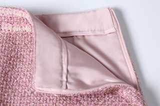 Pink Tweed Skirt with Trim Detail