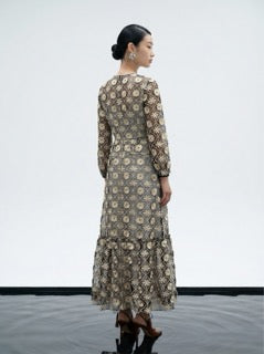 Midnight Bloom Embroidered Gown