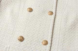 Créme Frange Double-Breasted Coat
