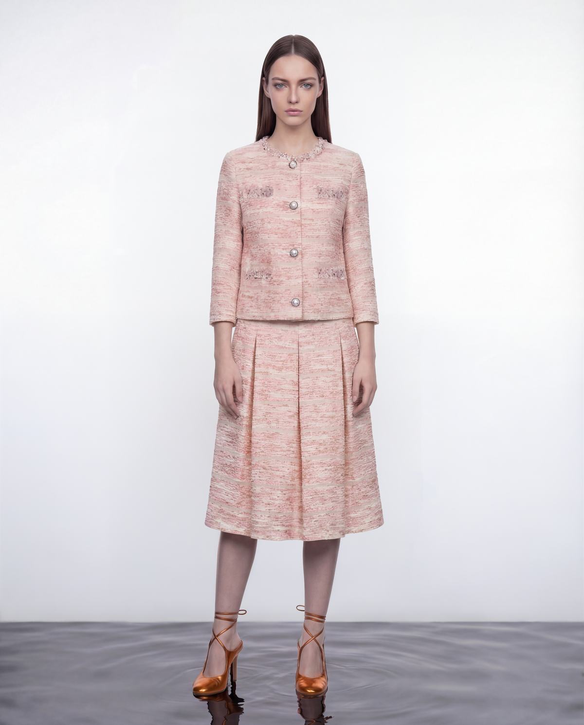Baby Pink Weave Tweed Jacket