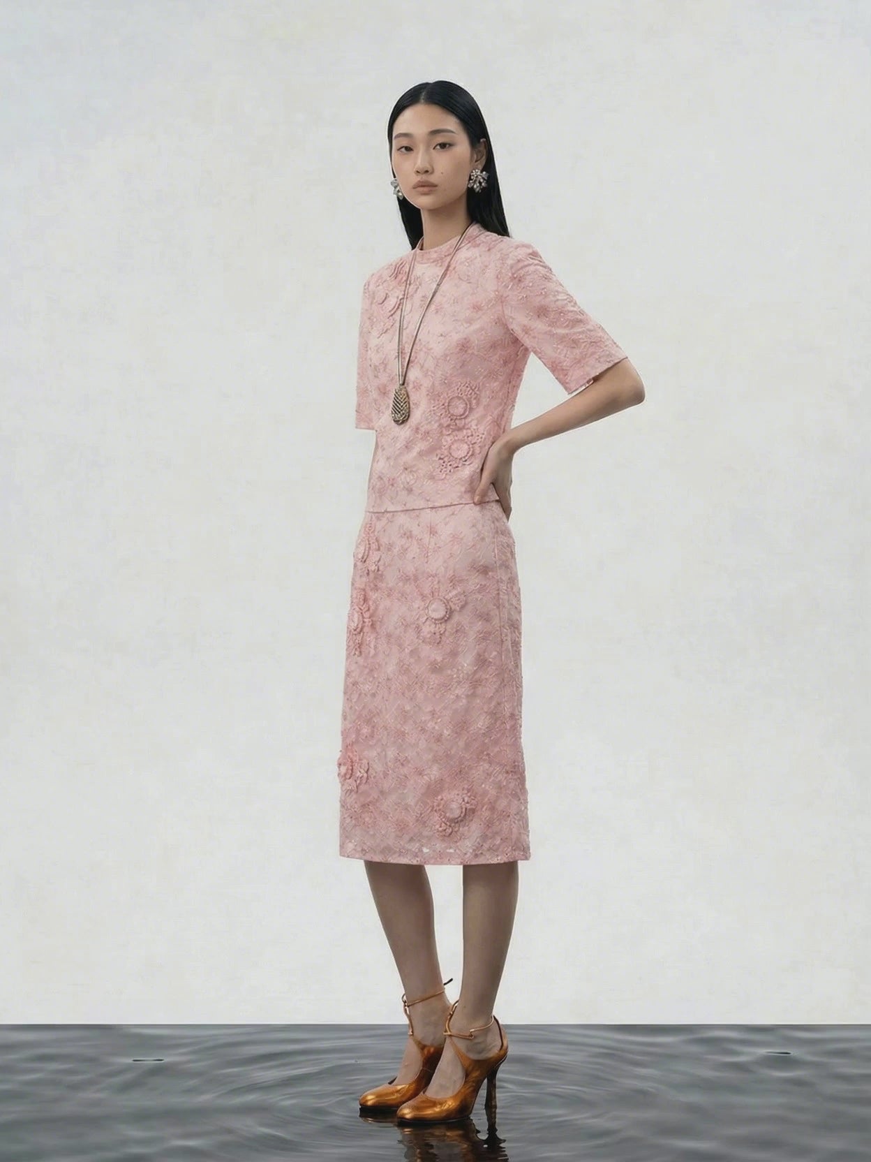 Blush Lace Embellished Blouse