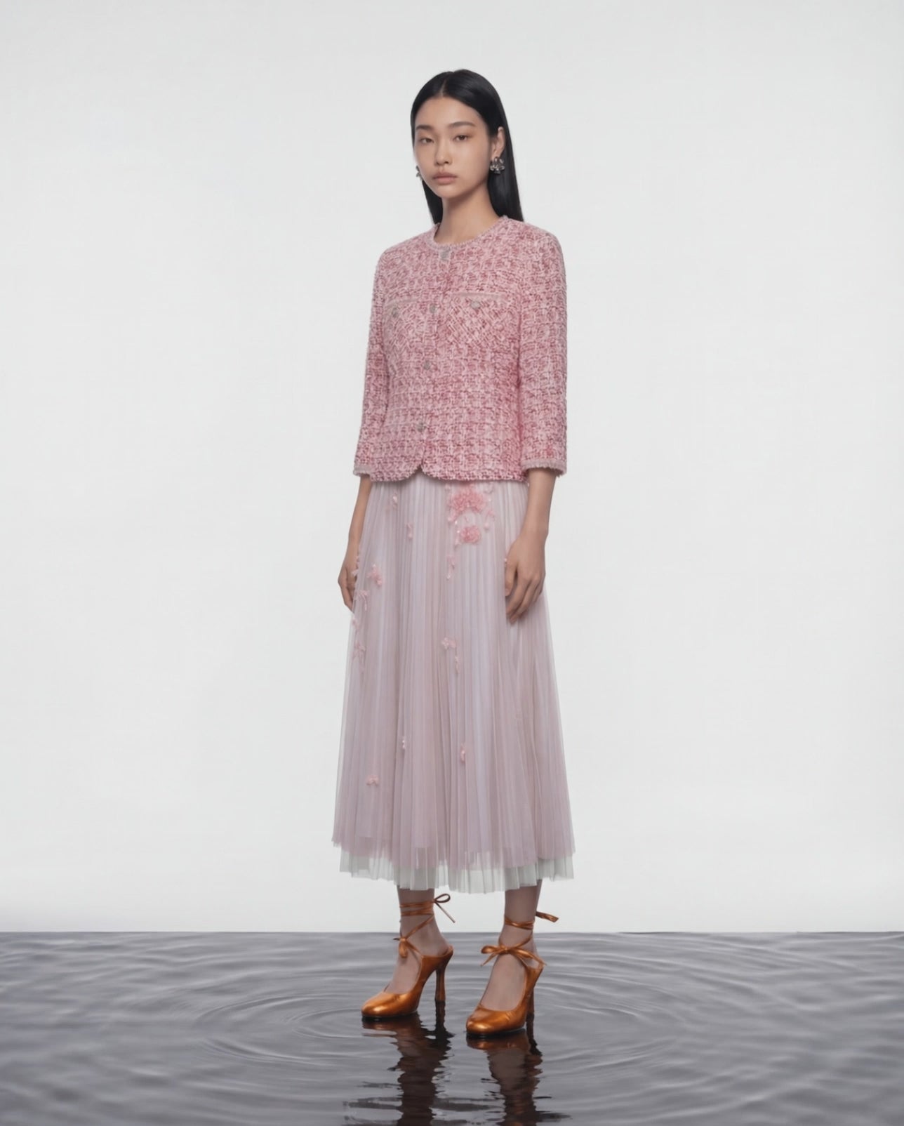 Blush Bloom Pleated Skirt