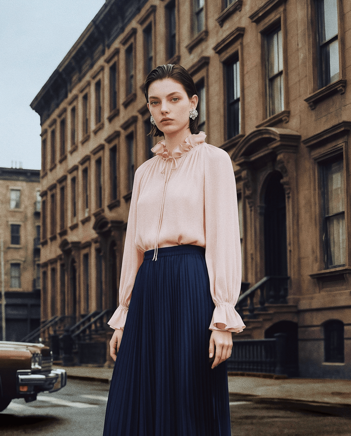 Blush Floral Ruffle Blouse