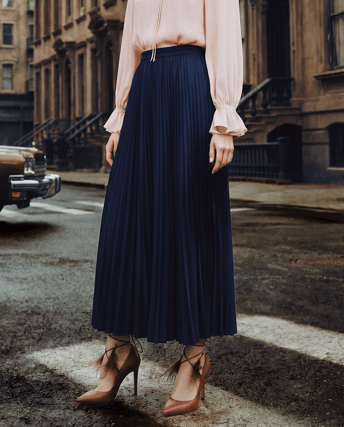 Midnight Blue Pleated Skirt