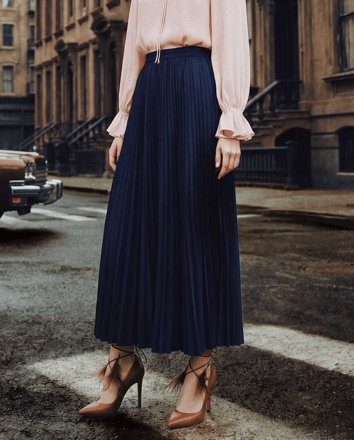 Midnight Blue Pleated Skirt