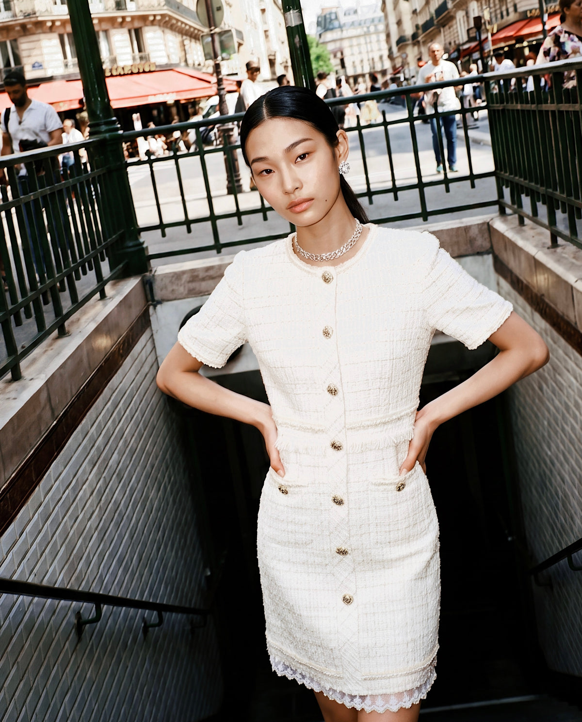 Ivory Tweed Elegance Dress
